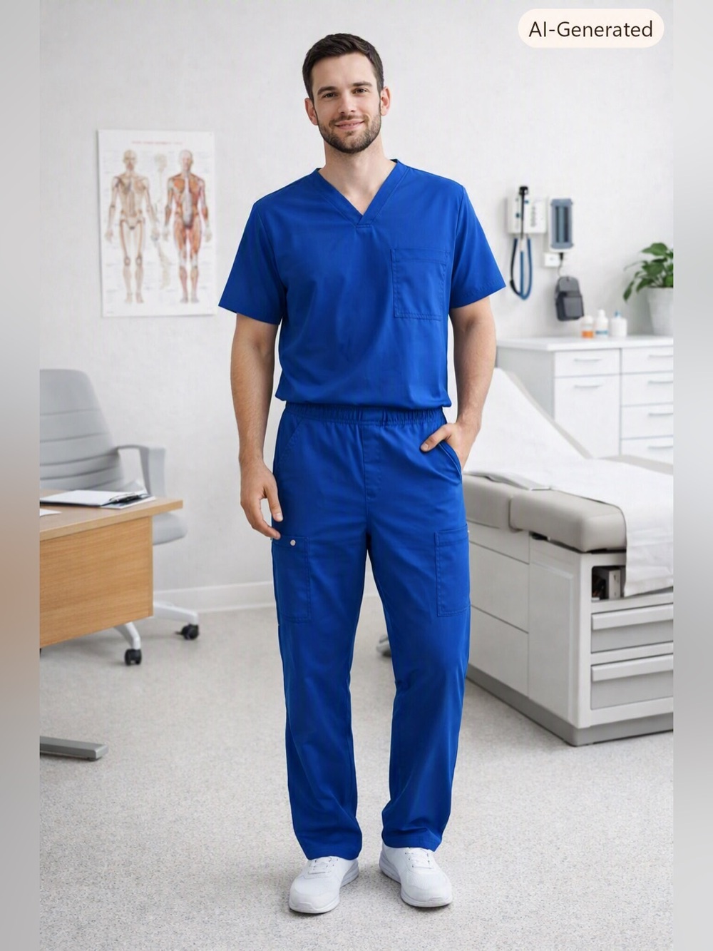 FIGS Royal Blue Axim Cargo Scrub Pants XXL Men's Technical Collection EUC